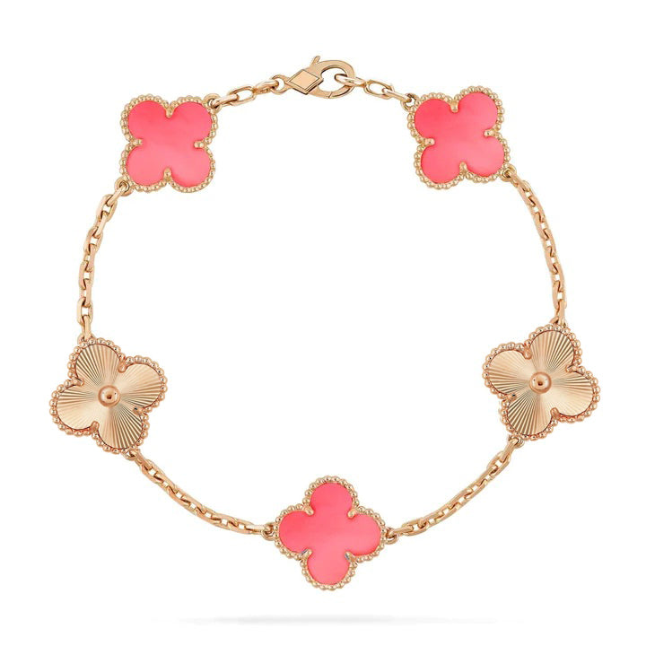 [Love More]CLOVER ARMBAND 5 MOTIV ROSA UND ROTGOLD