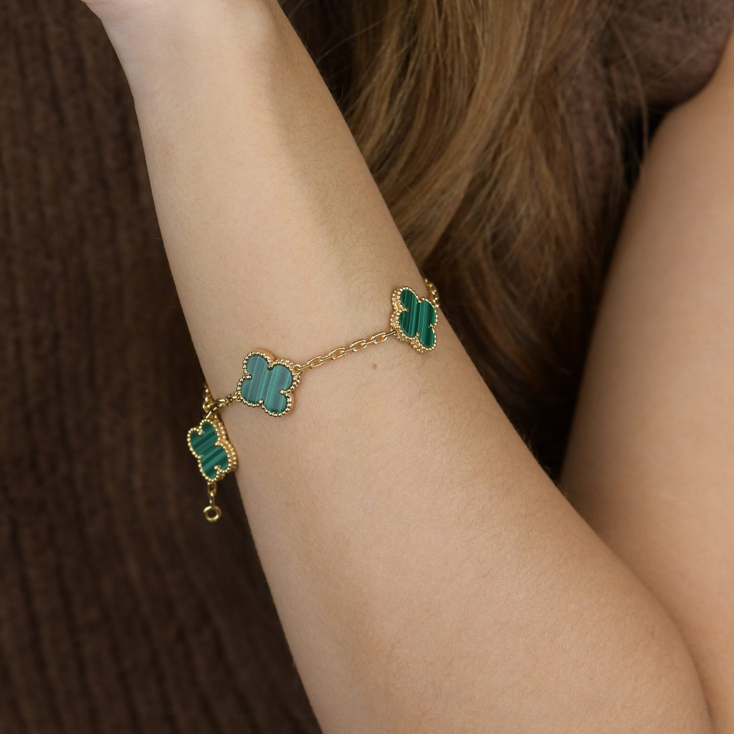 [Love More]CLOVER 5 MOTIFS MALACHIT ARMBAND 