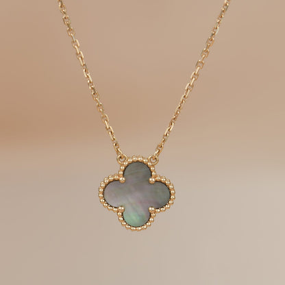 [Love More]CLOVER 15MM  GRAY MOTHER OF PEARL NECKLACE