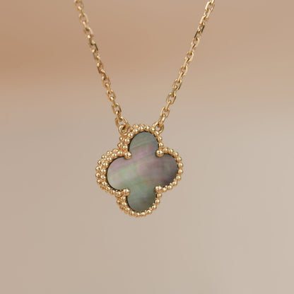 [Love More]CLOVER 15MM  GRAY MOTHER OF PEARL NECKLACE