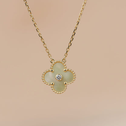 [Love More]CLOVER 15MM DIAMANT GOLD PERLMUTT HALSKETTE