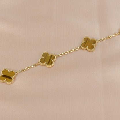 [Love More]CLOVER  5 MOTIFS TIGER EYE BRACELET