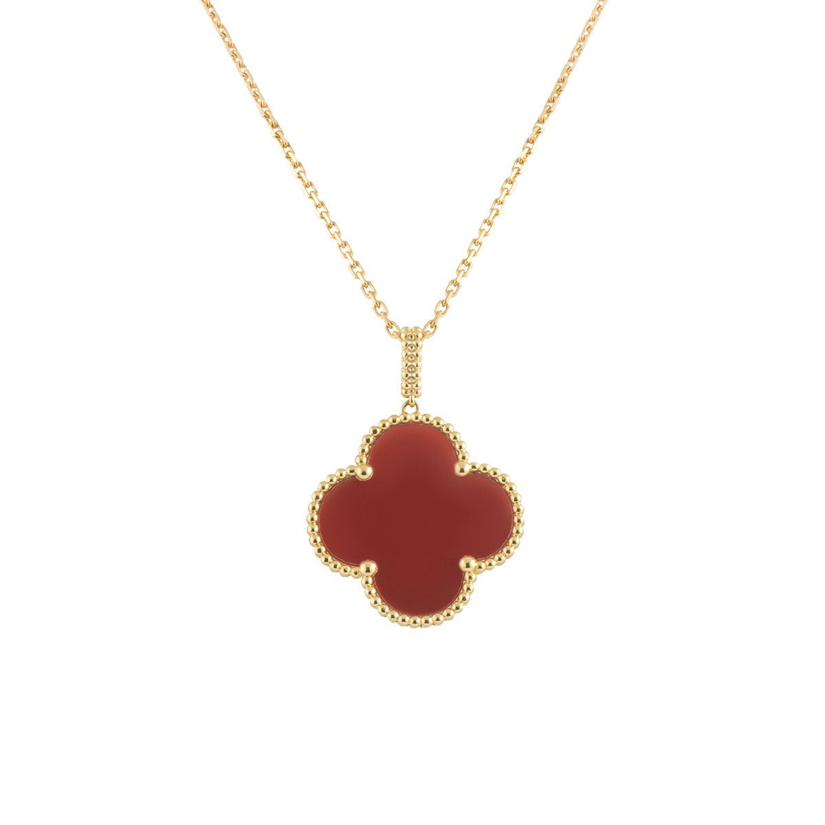 [Love More]CLOVER 25MM NECKLACE GOLD CARNELIAN