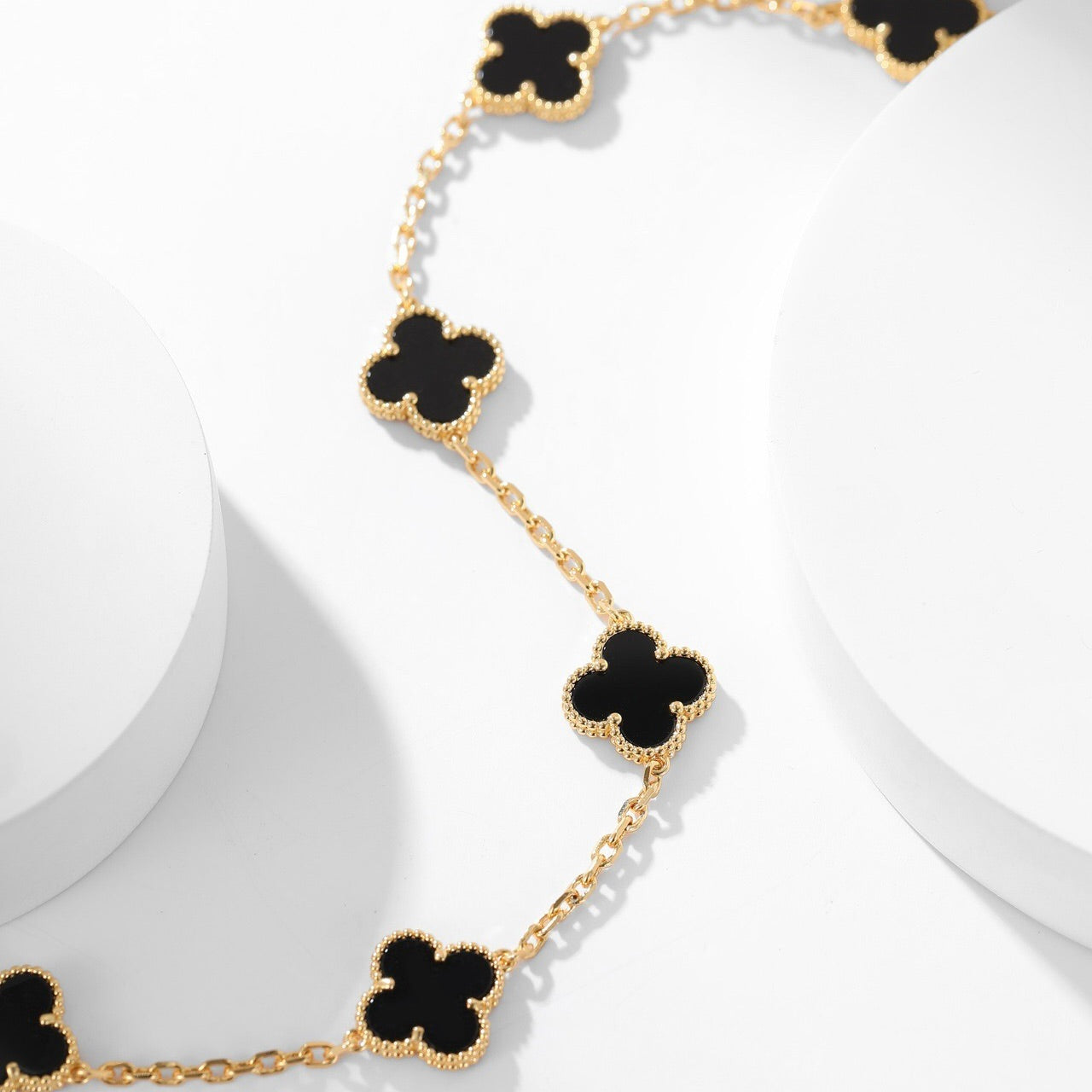 [Love More]CLOVER 10 MOTIFS ONYX NECKLACE