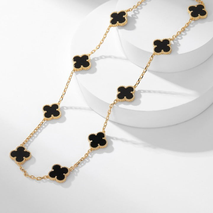 [Love More]CLOVER 10 MOTIFS ONYX NECKLACE