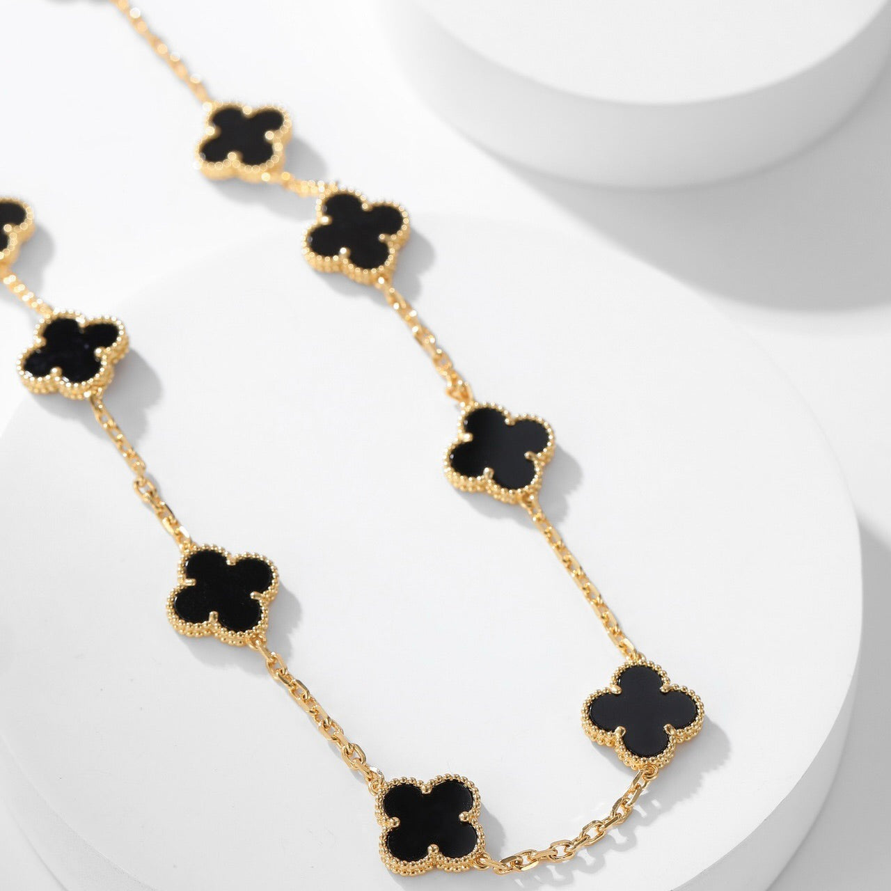 [Love More]CLOVER 10 MOTIFS ONYX NECKLACE