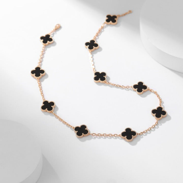 [Love More]CLOVER 10 MOTIFS ONYX NECKLACE