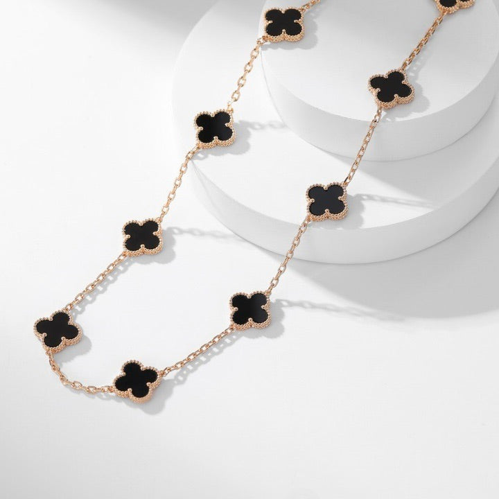 [Love More]CLOVER 10 MOTIFS ONYX NECKLACE