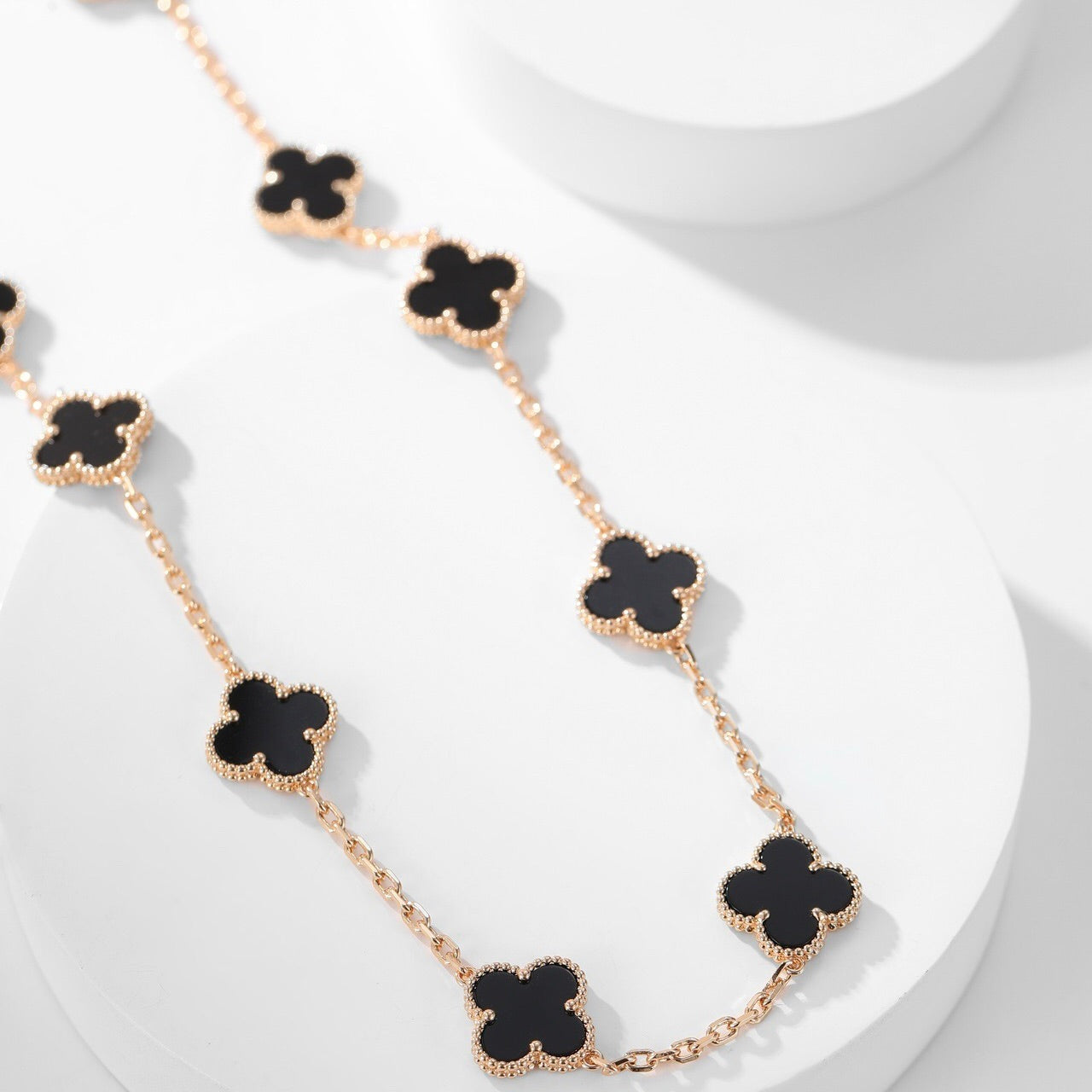 [Love More]CLOVER 10 MOTIFS ONYX NECKLACE