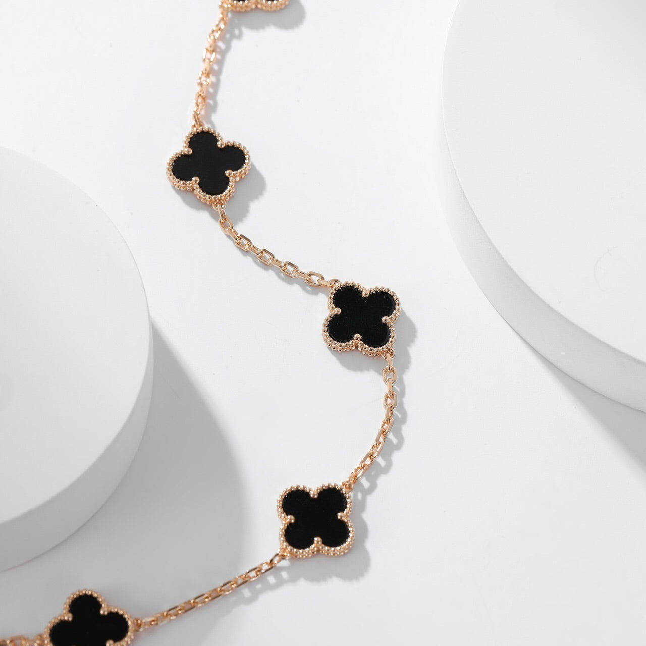 [Love More]CLOVER 10 MOTIFS ONYX NECKLACE