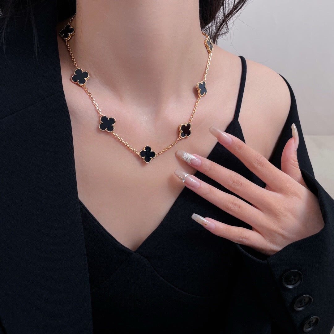 [Love More]CLOVER 10 MOTIFS ONYX NECKLACE