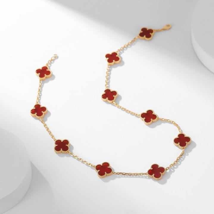 [Love More]CLOVER 10 MOTIFS CARNELIAN NECKLACE