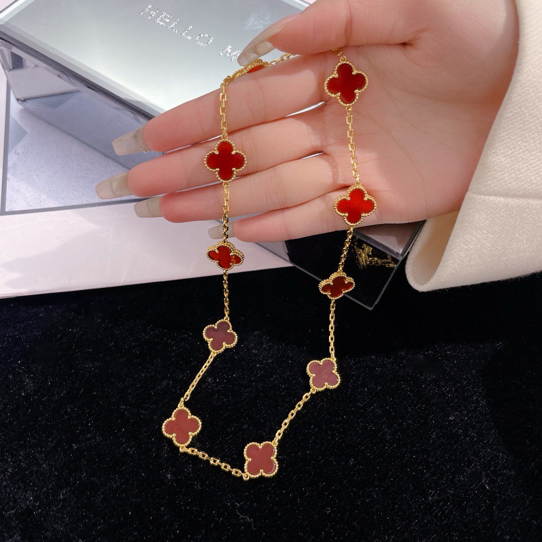 [Love More]CLOVER 10 MOTIFS CARNELIAN NECKLACE