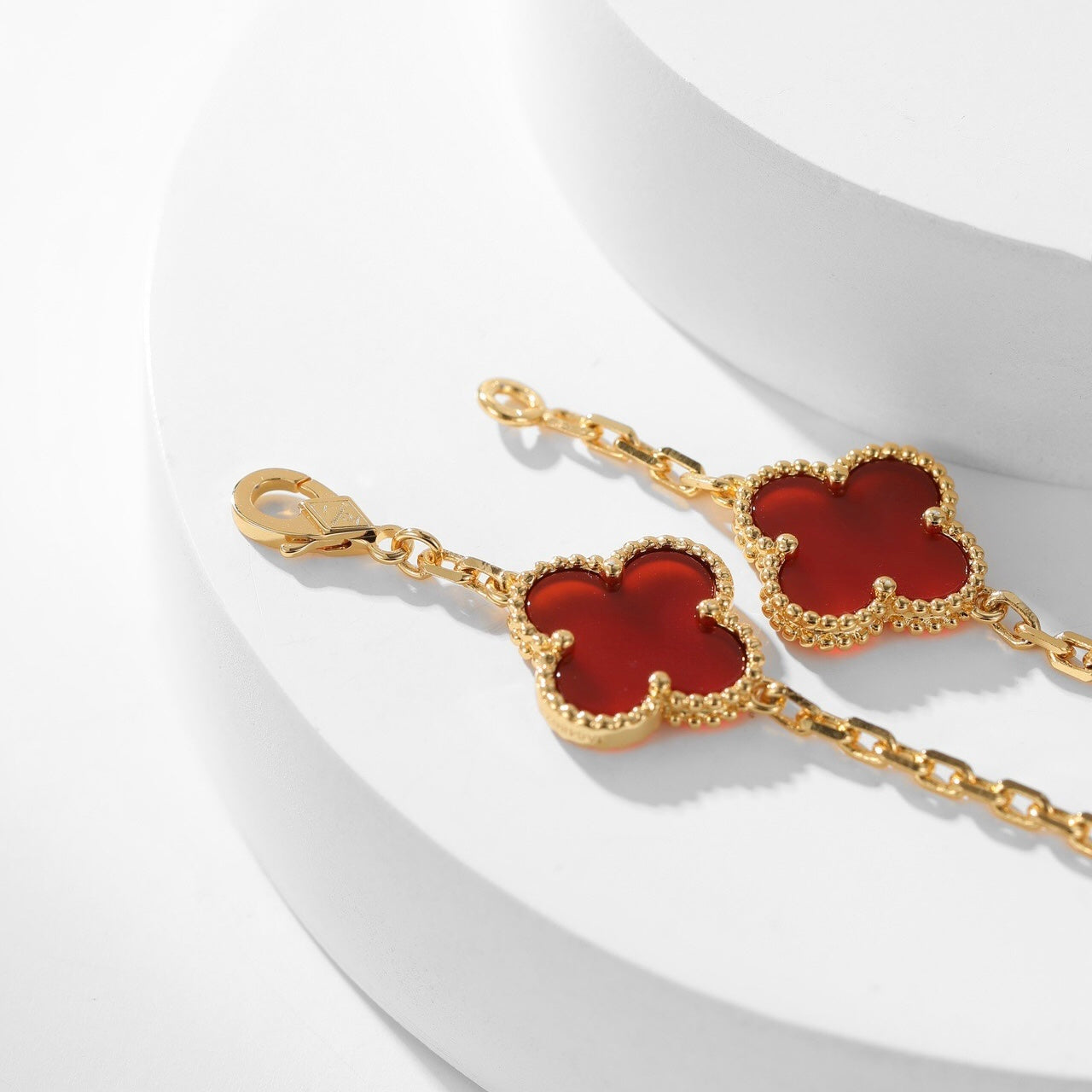 [Love More]CLOVER 10 MOTIFS CARNELIAN NECKLACE