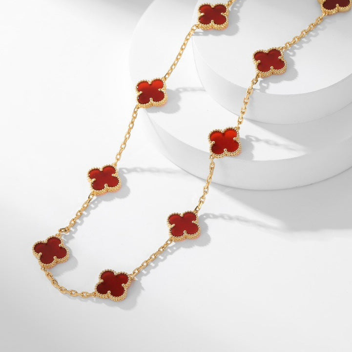 [Love More]CLOVER 10 MOTIFS CARNELIAN NECKLACE