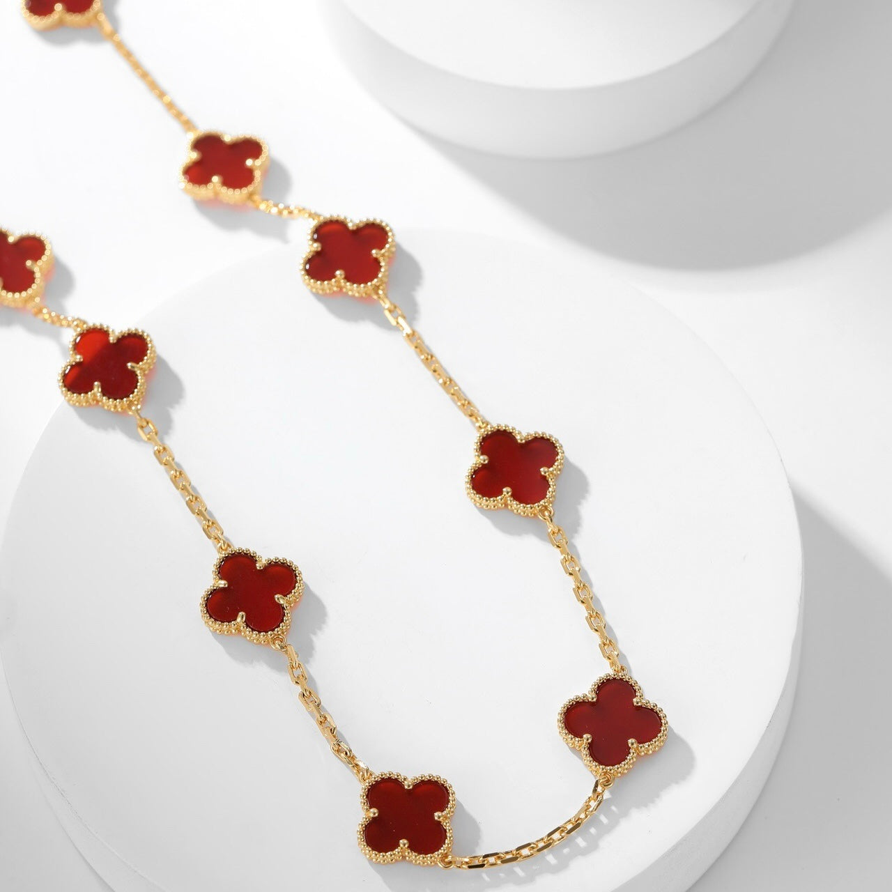 [Love More]CLOVER 10 MOTIFS CARNELIAN NECKLACE