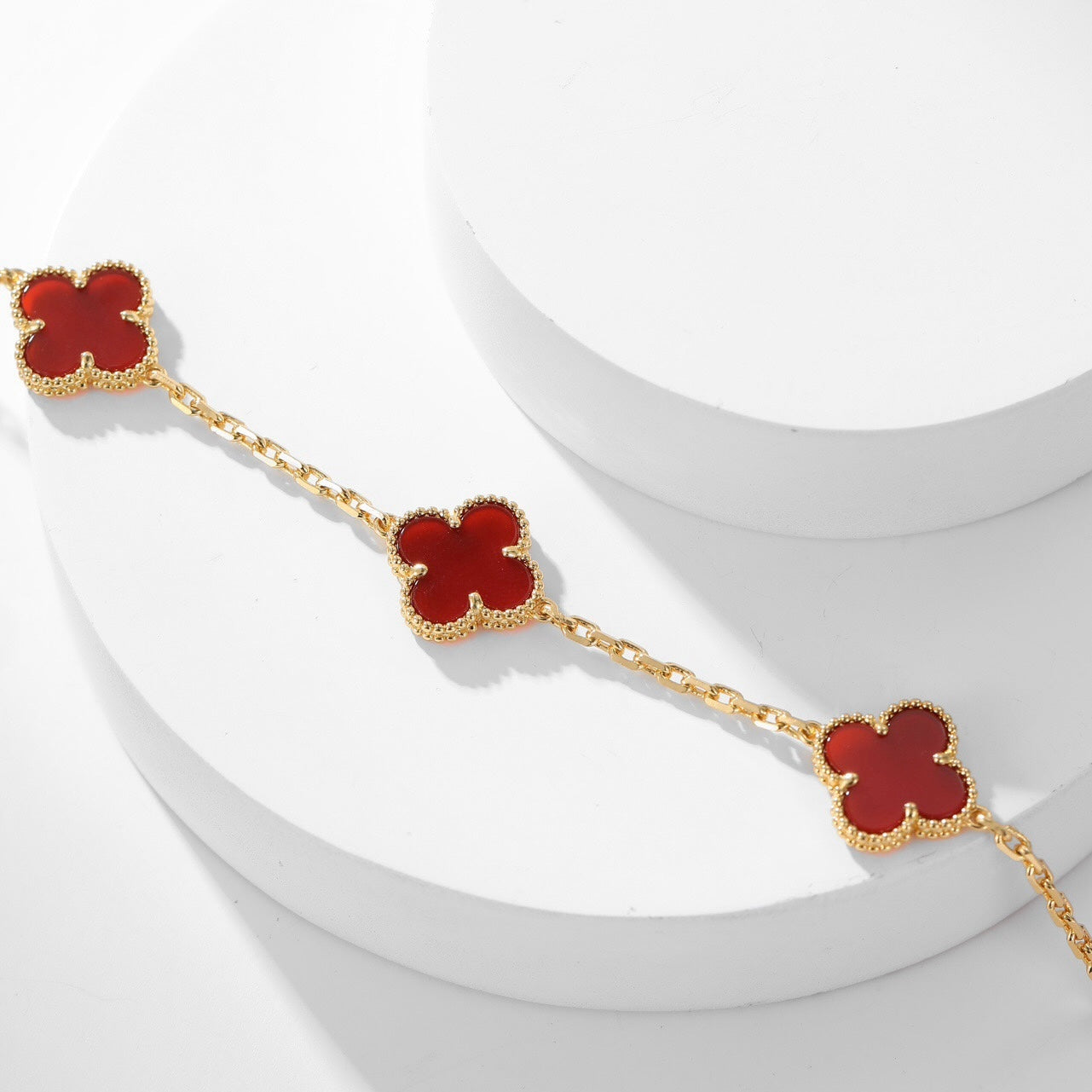 [Love More]CLOVER 10 MOTIFS CARNELIAN NECKLACE