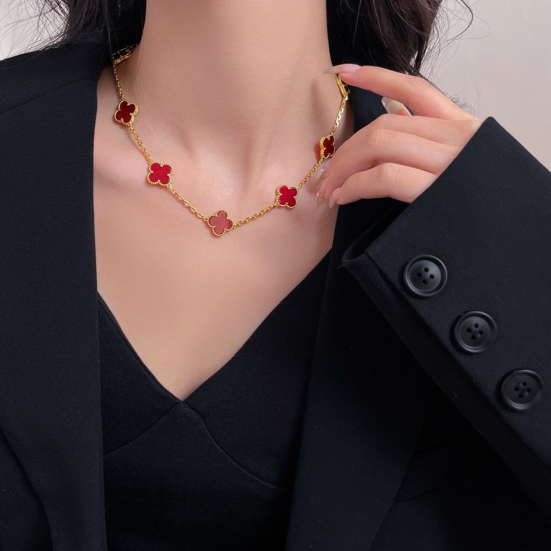 [Love More]CLOVER 10 MOTIFS CARNELIAN NECKLACE