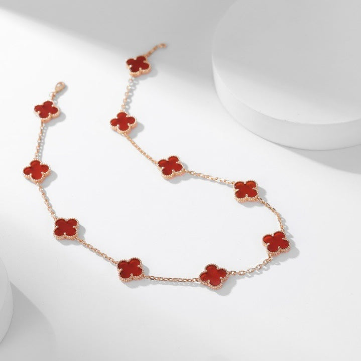 [Love More]CLOVER 10 MOTIFS CARNELIAN NECKLACE