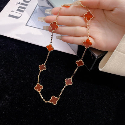 [Love More]CLOVER 10 MOTIFS CARNELIAN NECKLACE