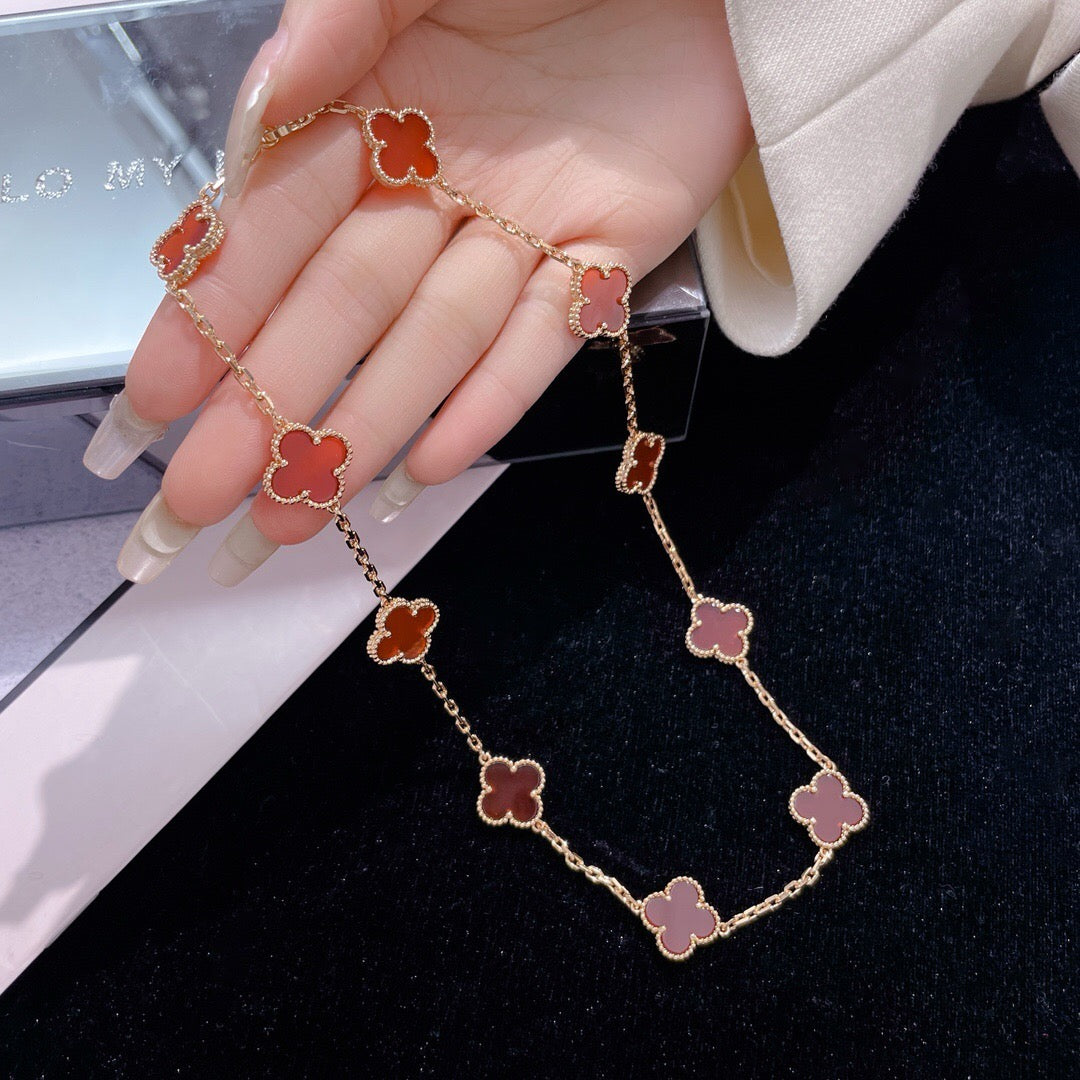 [Love More]CLOVER 10 MOTIFS CARNELIAN NECKLACE