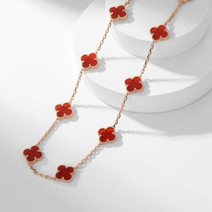 [Love More]CLOVER 10 MOTIFS CARNELIAN NECKLACE