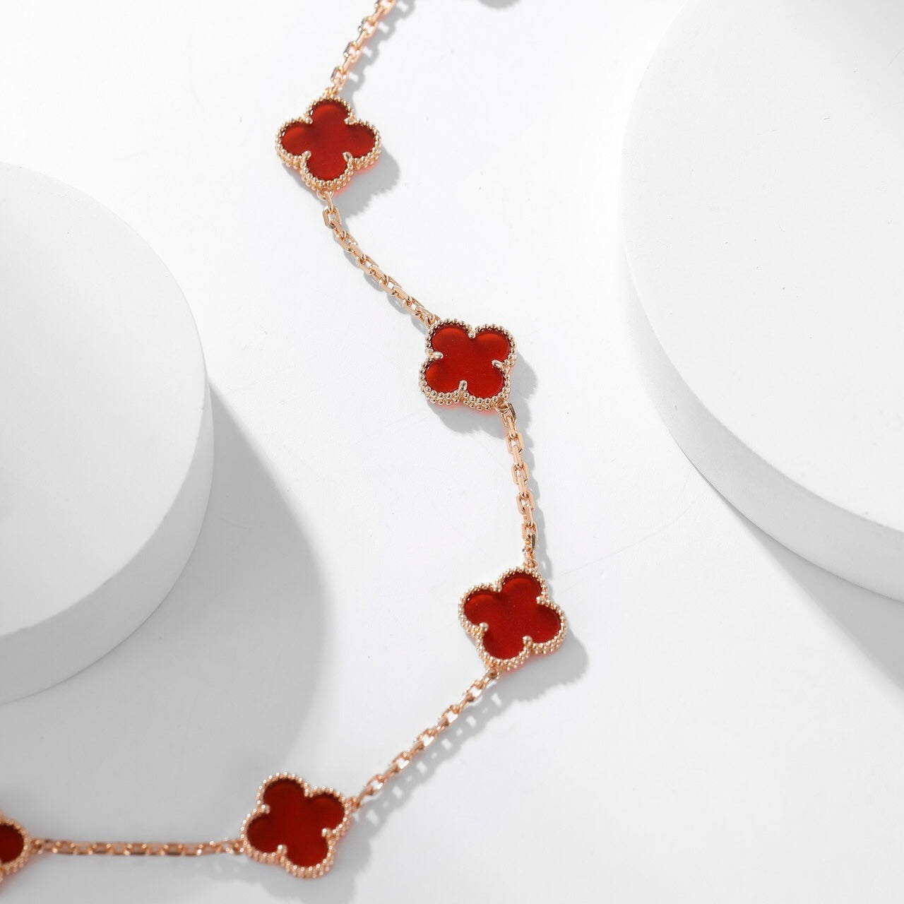 [Love More]CLOVER 10 MOTIFS CARNELIAN NECKLACE