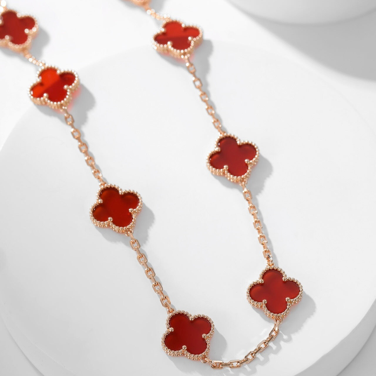 [Love More]CLOVER 10 MOTIFS CARNELIAN NECKLACE