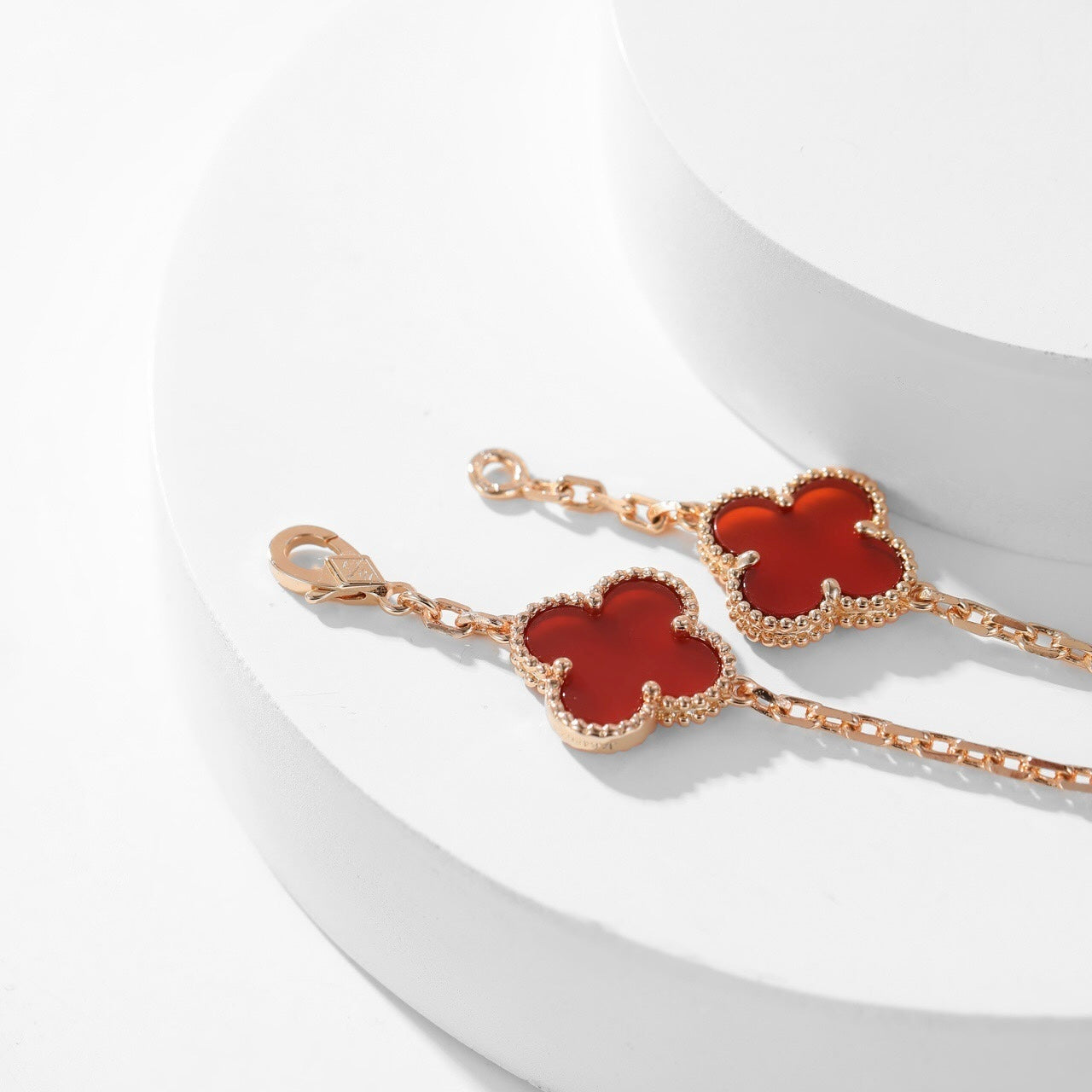 [Love More]CLOVER 10 MOTIFS CARNELIAN NECKLACE