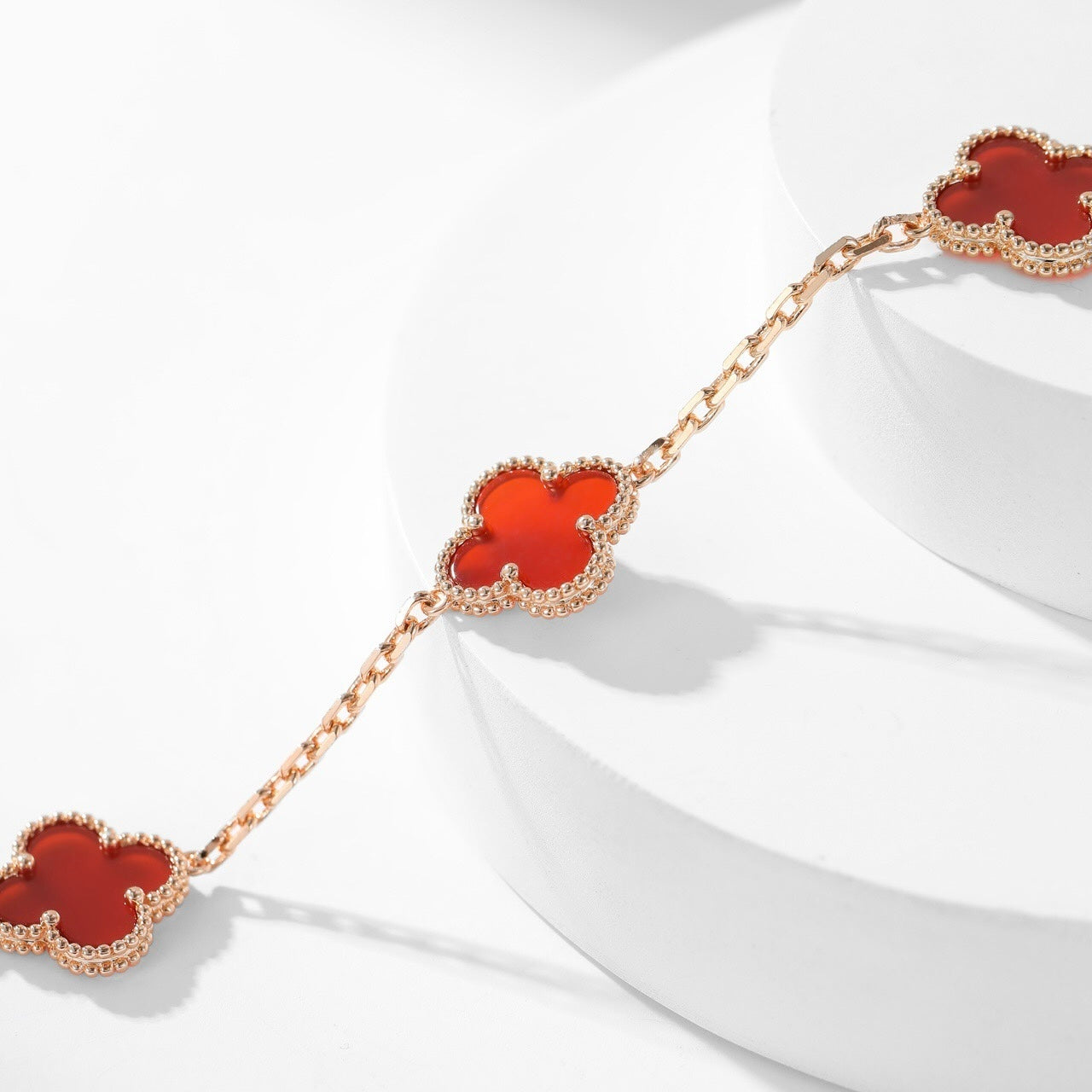 [Love More]CLOVER 10 MOTIFS CARNELIAN NECKLACE