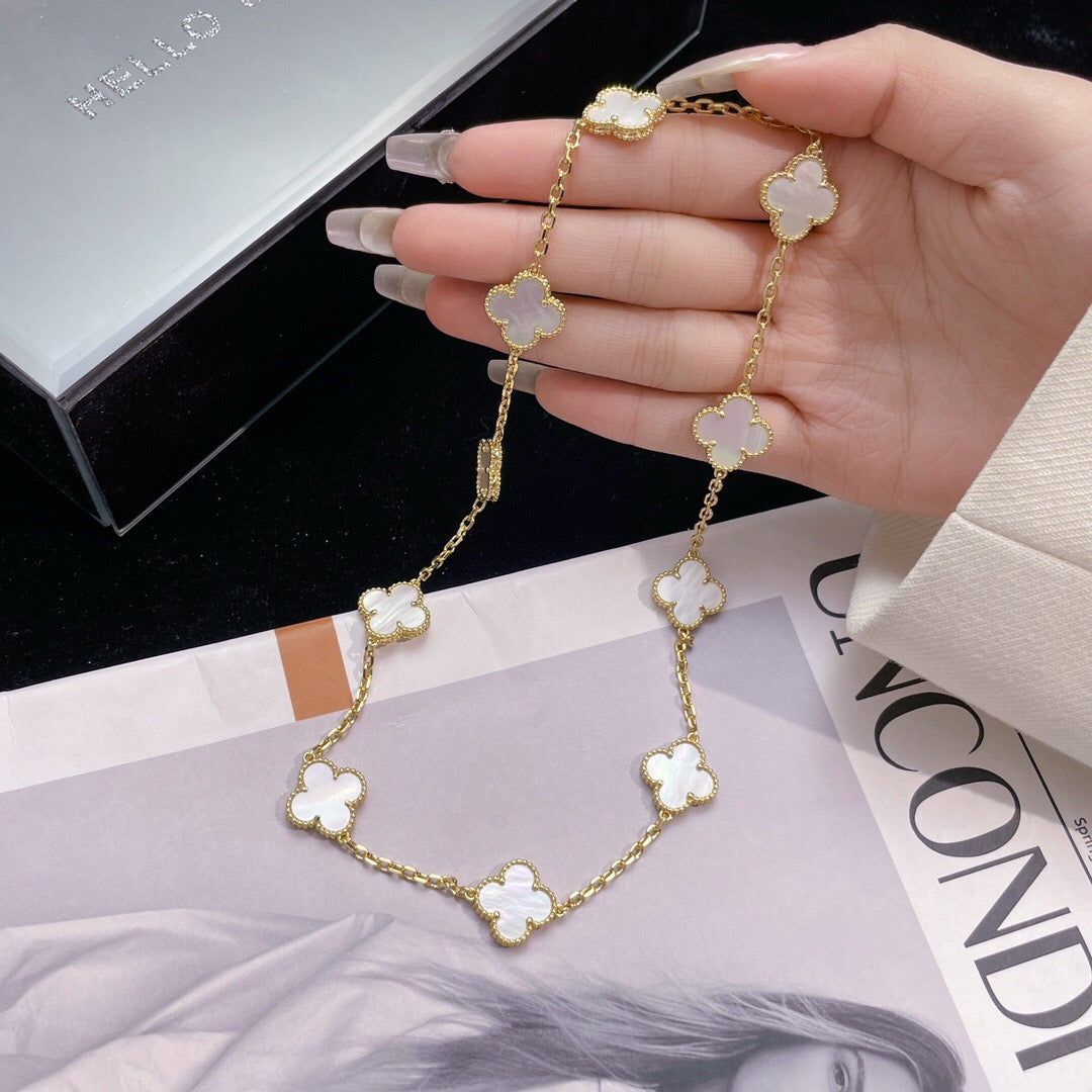 [Love More]CLOVER 10 MOTIFS WHITE MOTHER OF PEARL NECKLACE