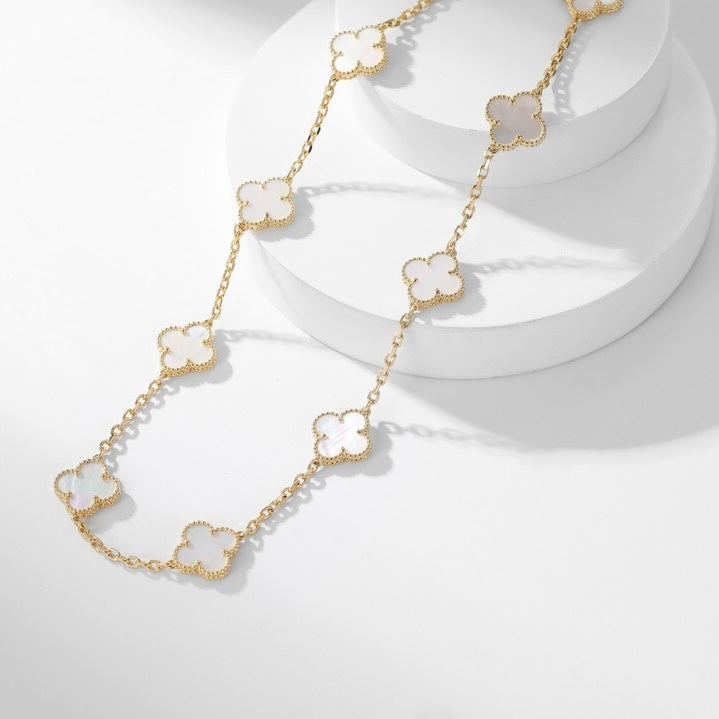 [Love More]CLOVER 10 MOTIFS WHITE MOTHER OF PEARL NECKLACE