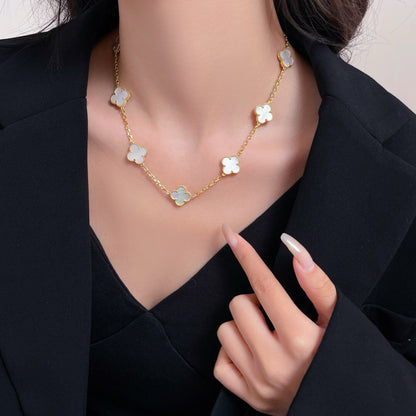 [Love More]CLOVER 10 MOTIFS WHITE MOTHER OF PEARL NECKLACE