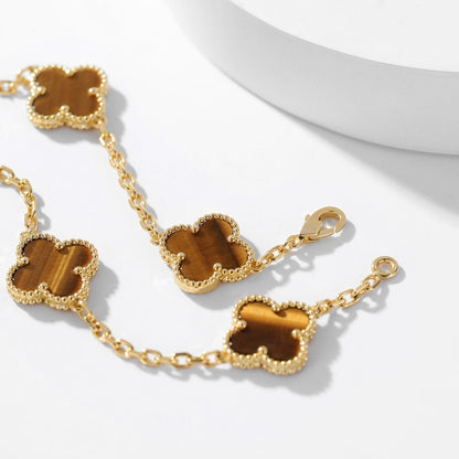 [Love More]CLOVER 10 MOTIFS TIGER EYE NECKLACE