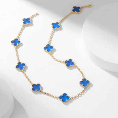 [Love More]CLOVER 10 MOTIFS BLUE AGATE NECKLACE