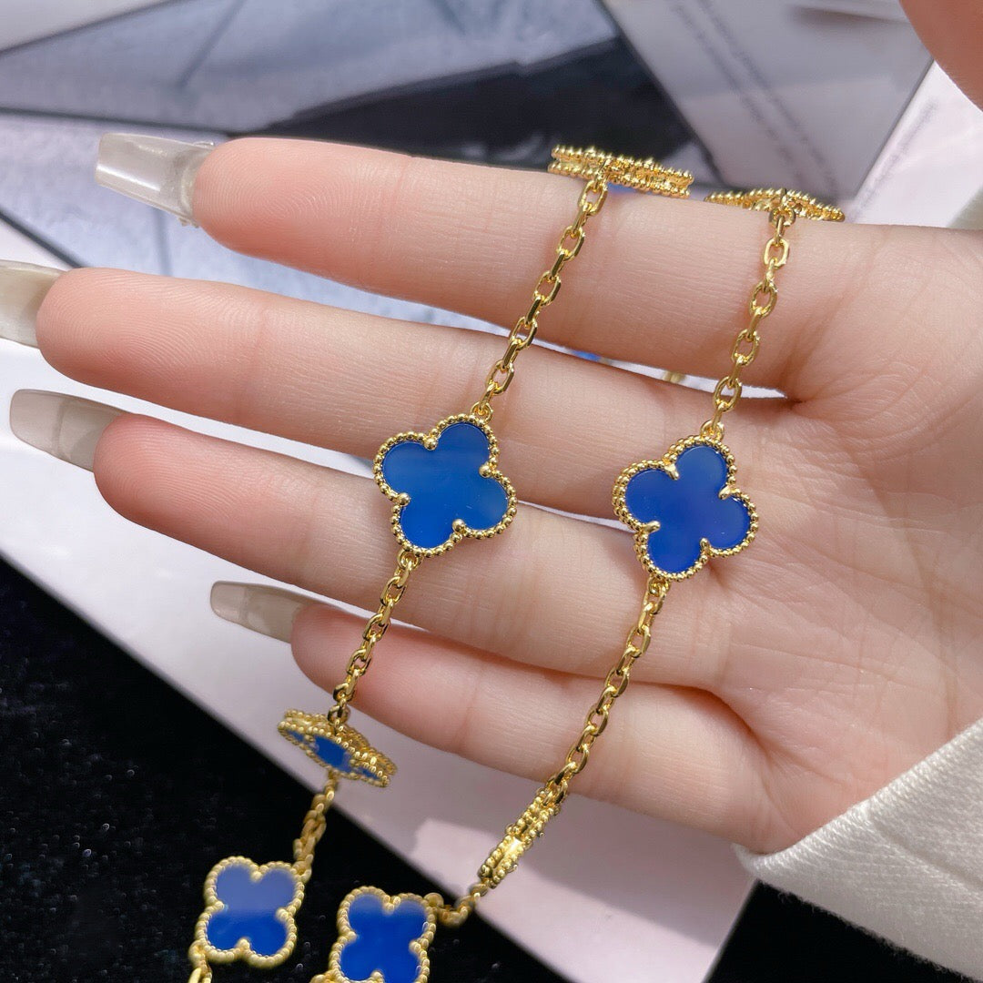 [Love More]CLOVER 10 MOTIFS BLUE AGATE NECKLACE