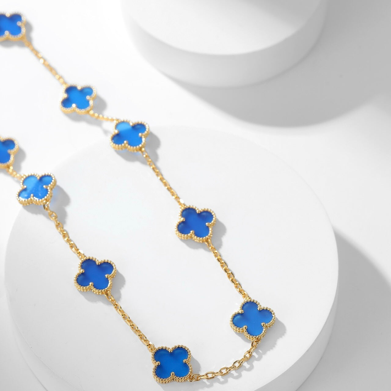 [Love More]CLOVER 10 MOTIFS BLUE AGATE NECKLACE