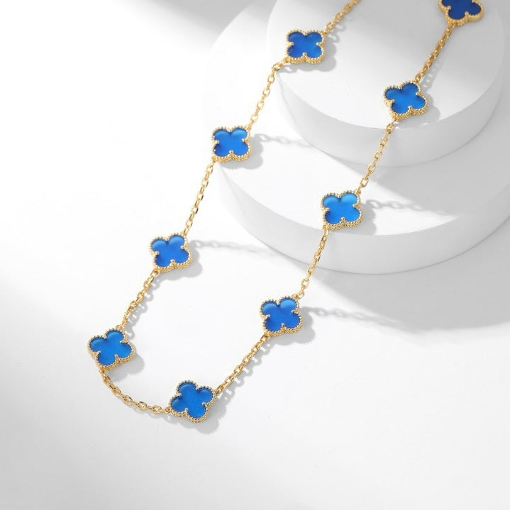 [Love More]CLOVER 10 MOTIFS BLUE AGATE NECKLACE