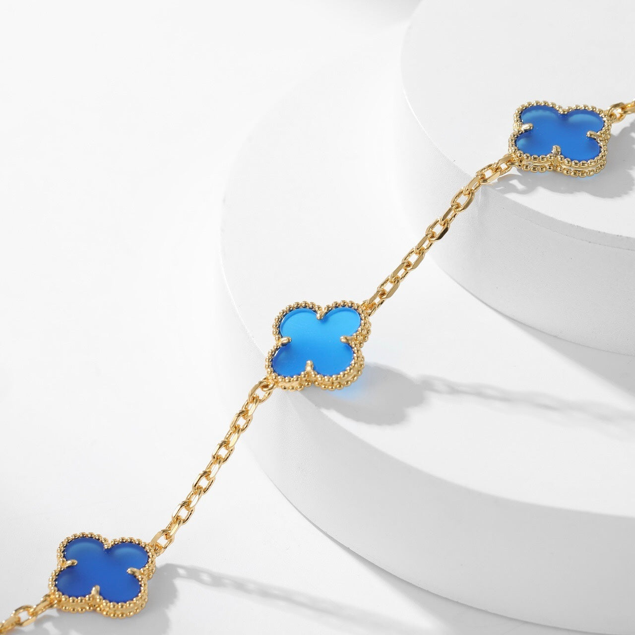 [Love More]CLOVER 10 MOTIFS BLUE AGATE NECKLACE