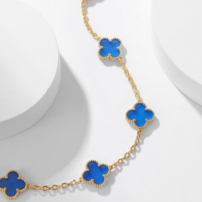 [Love More]CLOVER 10 MOTIFS BLUE AGATE NECKLACE