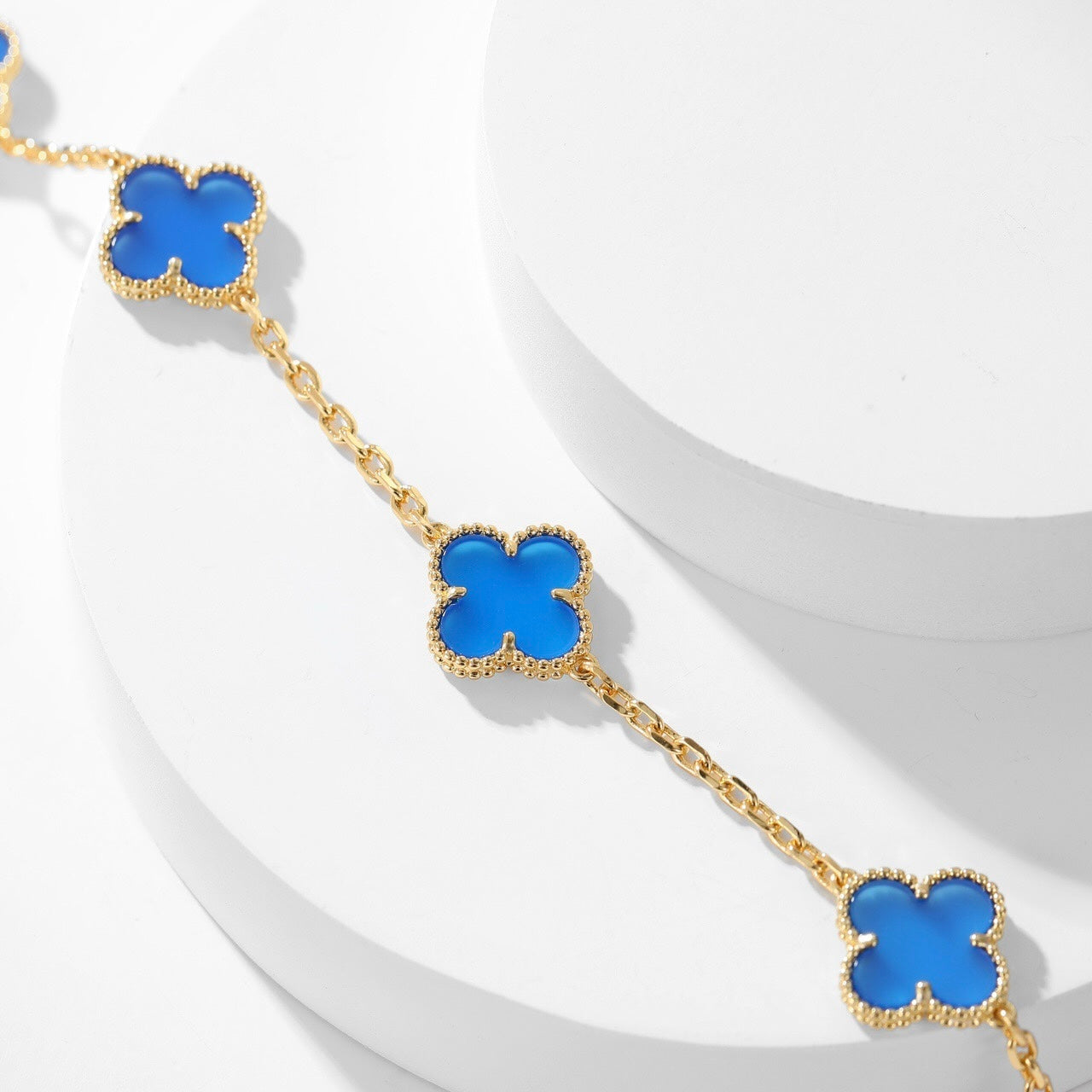 [Love More]CLOVER 10 MOTIFS BLUE AGATE NECKLACE