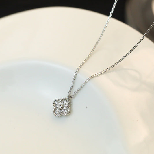 [Love More]CLOVER MINI 9,5MM ANHÄNGER DIAMANT HALSKETTE