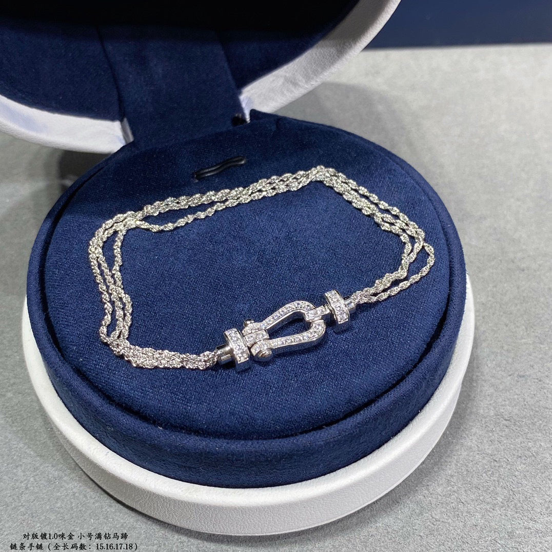 [Love More]FORCE SMALL HORSESHOE  DIAMOND CHAIN ROPE BRACELET