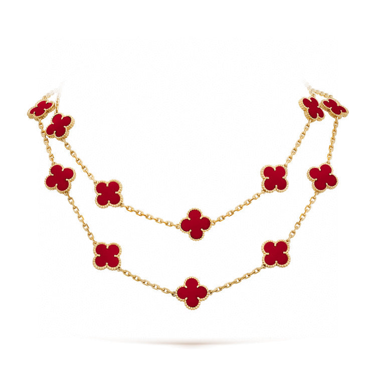 [Love More]CLOVER 20 MOTIFS CARNELIAN NECKLACE