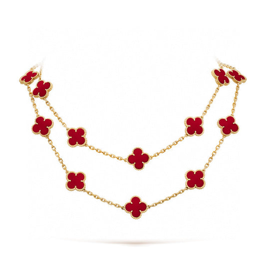 [Love More]CLOVER 20 MOTIFS CARNELIAN NECKLACE