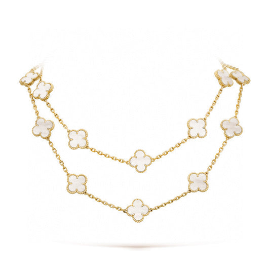 [Love More]CLOVER 20 MOTIFS WHITE MOP NECKLACE