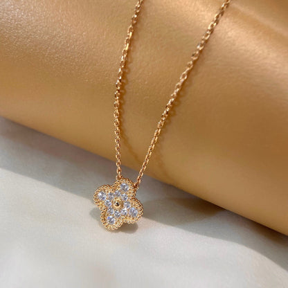 [Love More]CLOVER 15MM DIAMOND SINGLE FLOWER NECKLACE