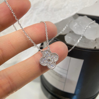 [Love More]CLOVER 15MM DIAMOND SINGLE FLOWER NECKLACE