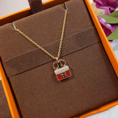 [Love More]CONSTANCE RED ANHÄNGER ROTGOLD HALSKETTE