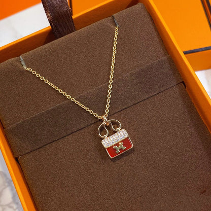 [Love More]CONSTANCE RED ANHÄNGER ROTGOLD HALSKETTE